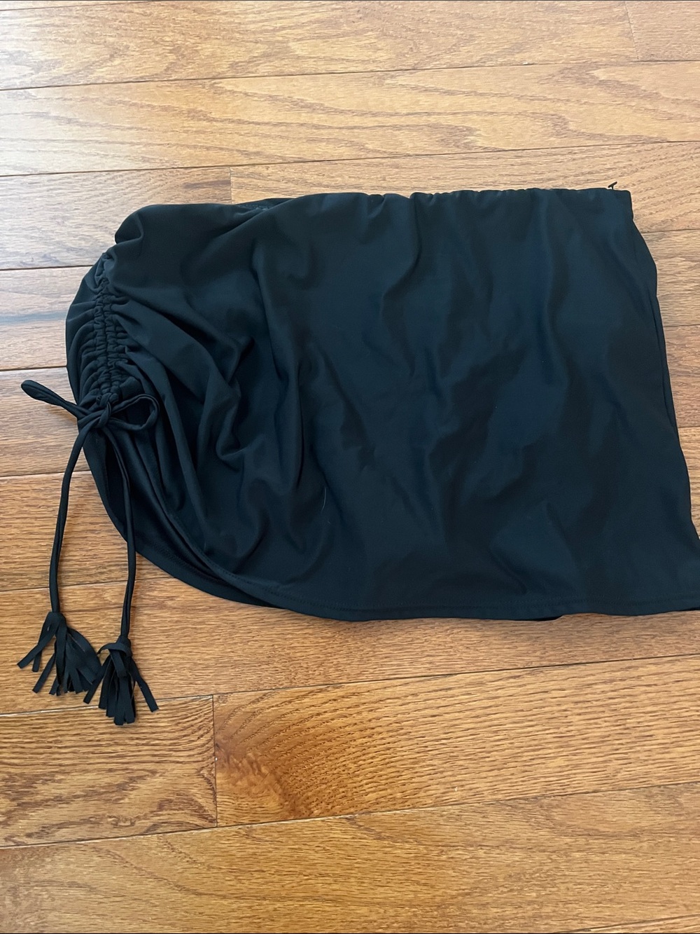 TALBOTS Black Asymmetrical Mini Swim Skirt Skort Panties Bottom, Women's 10 NWOT